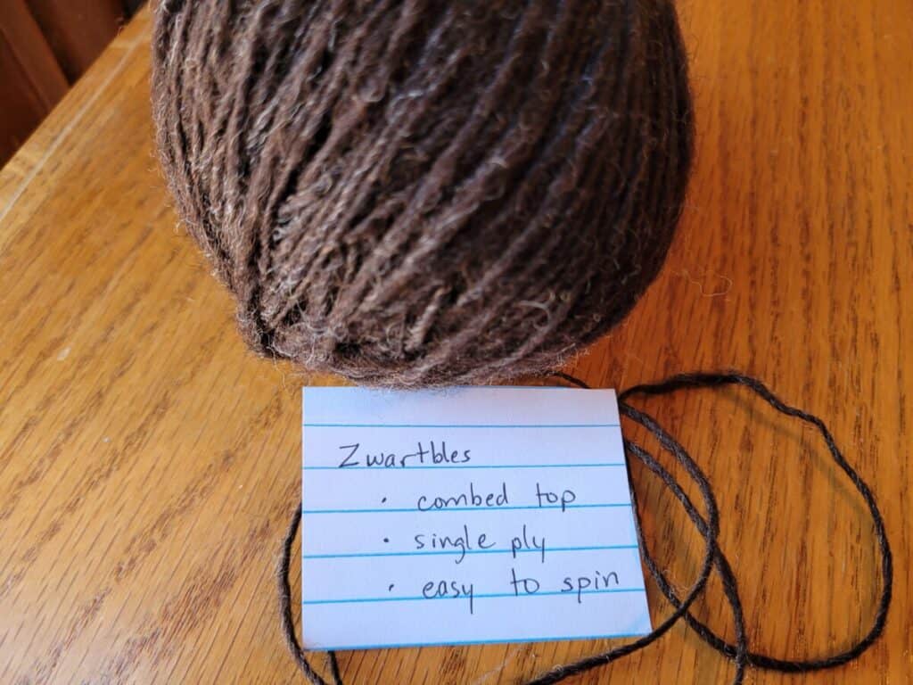 Zwartbles spun yarn single