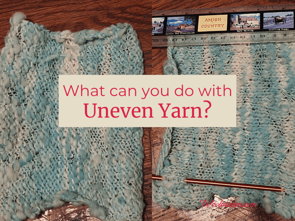 uneven yarn knitted into a swatch