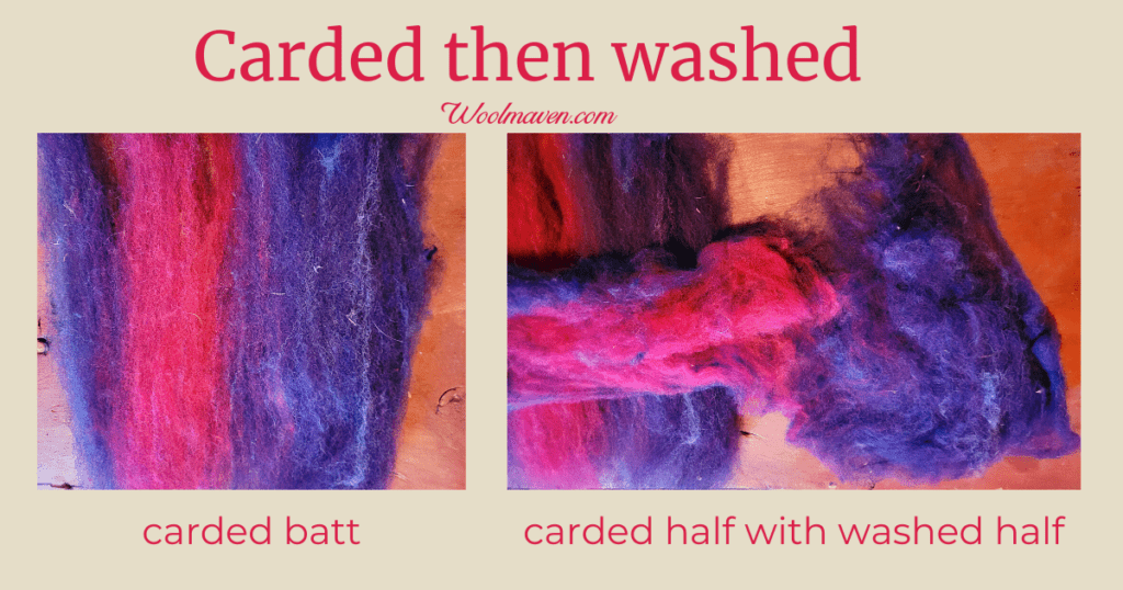 carded batt compared to washed batt